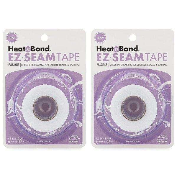 HeatnBond EZ Seam Fusible Sheer Tape for Quilt Batting and Seams, 1.5" x 15 Yards, White, 2 Pack