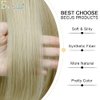 BECUS Short Bob Wig with Bangs Heat Resistant Synthetic Straight Wigs for Women Cute Dark Ash Blonde Blended (10inch, Blonde)