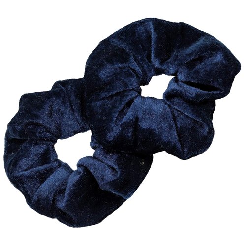 Kenz Laurenz Scrunchies for Hair - 2 Velvet Hair Ties for Women Girls Hair Elastics Ponytail Holder Scrunchy Girl Accessories Elastic Hair Bands Scrunchie Pack (Navy)