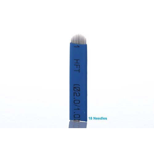 Yimart® 50 Pieces Blue Permanent Makeup Tattoo Needles Manual Eyebrow Microblading 18 U-Shape Needles