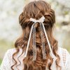 LIFKOME 2Pcs Lace Hair Bow Clips for Women White Ribbon Hair Bow Long Tail Tulle Bow Hair Accessories for Bridal Wedding