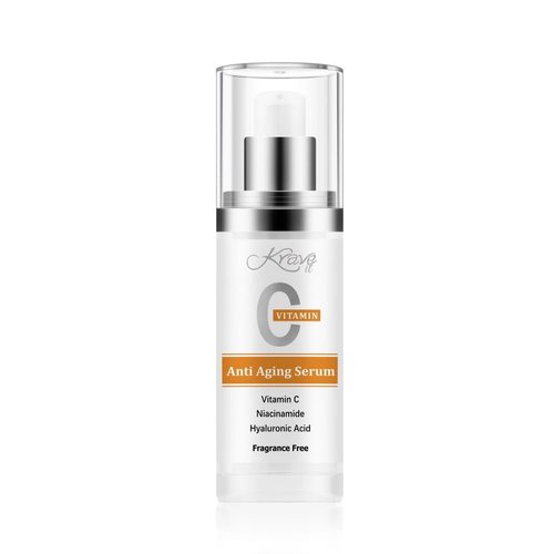 KRAVE IT Vitamin C Face Serum 20% - Pure Vitamin C Oil with Niacinamide & Hyaluronic Acid for Skin Brightening & Anti-Aging, Dark Spot Treatment, Hydrating Facial Serum for Men & Women, Skincare