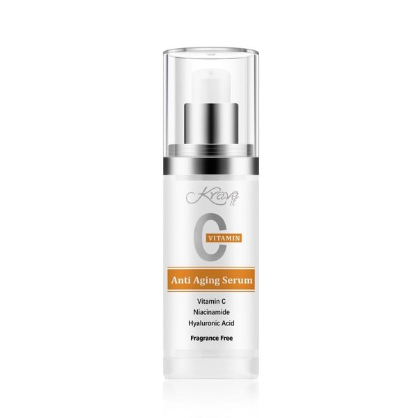 KRAVE IT Vitamin C Face Serum 20% - Pure Vitamin C Oil with Niacinamide & Hyaluronic Acid for Skin Brightening & Anti-Aging, Dark Spot Treatment, Hydrating Facial Serum for Men & Women, Skincare