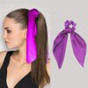 Silk Satin Hair Scrunchies, Hair Scarf with Bow Silk Elastic Hair Bands, Solid Colors Hair Scarf Silk Scrunchie for Ponytail Holder (6 Pcs Solid Colors-B)