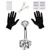 Jconly 14G Belly Button Ring with 316L Steel Piercing Needles and Clamp Belly Kit