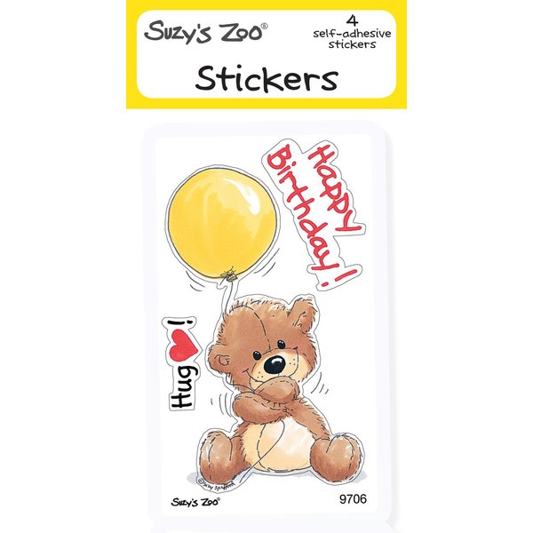 Suzy's Zoo Stickers 4-pack, Happy Birthday Bear" 10124