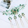inSowni 7 Pieces Vintage Party Prom Wedding Bridal Emerald Green Beads Crystal Hair Side Combs+Rhinestone U-shaped Hair Pins Headpieces for Brides Bridesmaids Women Girls