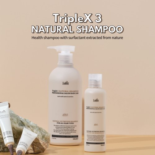 LA'DOR TripleX 3 Deep Cleansing Shampoo for Dry Itchy Sensitive Scalp Dandruff w/Tea Tree Lemon Lavender Sulfate-free Korean Hair Care 10 Fl Oz