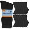 Special Essentials 12 Pairs Cotton Diabetic Socks for Men & Women - Non-Binding Extra Wide Top Neuropathy Socks - Crew Socks Black 10-13
