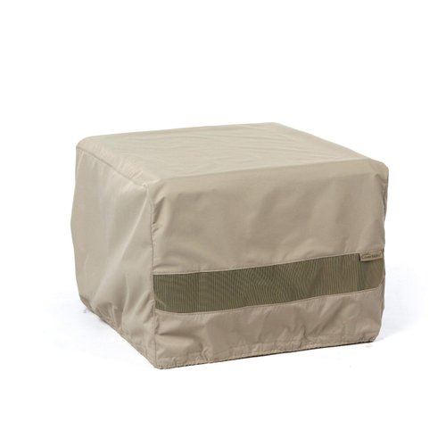 Covermates Outdoor Square Ottoman Cover - Water Resistant Polyester, Drawcord Hem, Mesh Vents, Seating and Chair Covers, 36W x 36D x 25H, Khaki