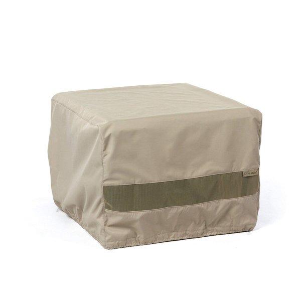 Covermates Outdoor Square Ottoman Cover - Water Resistant Polyester, Drawcord Hem, Mesh Vents, Seating and Chair Covers, 36W x 36D x 25H, Khaki