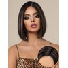 forfeels Brown Bob Wig Short Straight Bob Wigs for Black Women,Side Part Bob Wig Synthetic Short Wigs for Women Daily Use Heat Resistant(10 Inch,Brown Mixed Caramel Highlights)