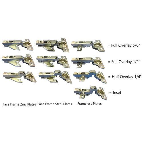 Concealed Euro Cabinet Hinges Overlay Face Frame Frameless (20, Full 5/8" Frameless)