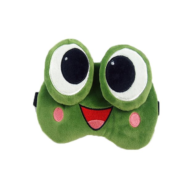 Cute Cartoon Novelty Aniaml Happy Laugh Green Frog Sleep Mask Sleping Mask Eye Mask for Sleeping with Big Eyes Short Plush Blindfold Eye Cover Eye Cover for Women Men Kids Adult Girls Boys