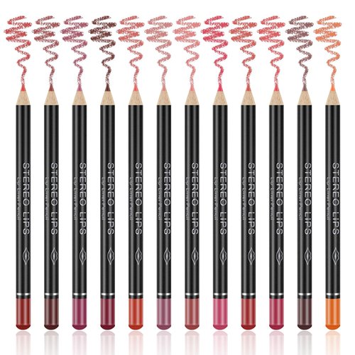 12 Colors Matte Lip Liner Pencil Set,Velvet Smooth Long Lasting High Pigmented Brown Lip Liner Pencil Set,Waterproof & Fade Resistant Lipliners Pencil,Professional Lip Liner Makeup Gift Set for Women