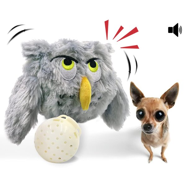 YOOGAO Pet Interactive Dog Toy, Plush Electric Dog Toy, Vibrating and Squeaky, Battery Operated, Prevent Boredom for Pets (Owly)