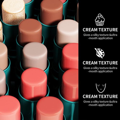 RoseFlower 3pcs Face Contour Stick, Highlighter Stick Blush Stick Cream Contour Kit Makeup Set with Brush, Contouring Stick for Fair Skin, Concealer Stick Makeup Gift for Beginner Women Teen Girls