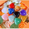 QINJIEJIE 10PCS Crystals Healing Crystals Heart Stones Rocks Thicken Hearts Rose Quartz Amethyst Love Crystal Gemstones Set Bulk Gifts Polished Chakra Stone Cute Pocket Reiki Balancing Mothers Gifts for Women