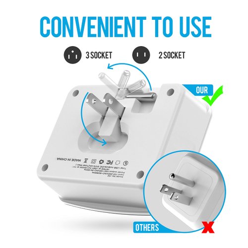 Cruise Power Strip Foldable Non Surge Protector with USB C Outlets 3.4A Total, Multi Plug Wall Socket, Cruise Essentials Accessories Must-Haves for Travel Ship, Home, Japan Applicable
