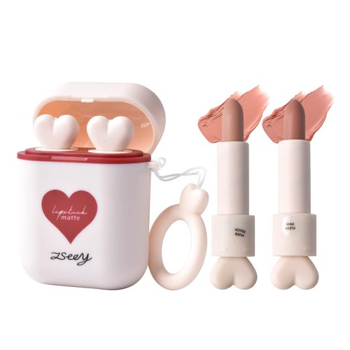 ICE LOVE Silky Mist Matte Lipstick Set, Long Wear Waterproof Moisturizing Velvet Lipstick, Non-Stick Cup Lip Make Up, Lip Gloss Set for Women (2pcs/Set). (IL-ZS0002-B)