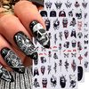 8 Sheets Halloween Nail Art Stickers Self-Adhesive 3D Gothic Nail Stickers Green Monster Skull Snake Rose Flower Design Nail Charm Scream Ghost Nail Decals for Women DIY Halloween Nail Art Decorations