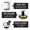 Mens Shaving Brush and Bowl Set, 3 in 1 Shaving Brush Set for Men with Shave Brush Bowl ABS Stand with Razor Slot, Perfect Father's Day Men Gift Set for Wet Shaving Experience - Black