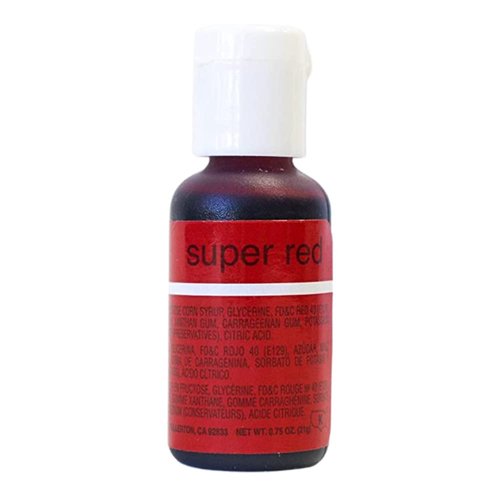 Chefmaster Super Red Liqua-Gel® Food Coloring | Vibrant Color | Professional-Grade Dye for Icing, Frosting, Fondant | Baking & Decorating | Fade-Resistant | Easy-to-Use | Made in USA | 0.70 oz