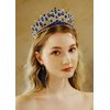 BERYUAN Blue Crystal Rhinestone Wedding Headband Royal Queen Crystal Headpiece Vintage Baroque Queen Teardrop Rhinestone Headband Glod Royal Blue Rhinestone Hairpiece for Birthday Party Favors