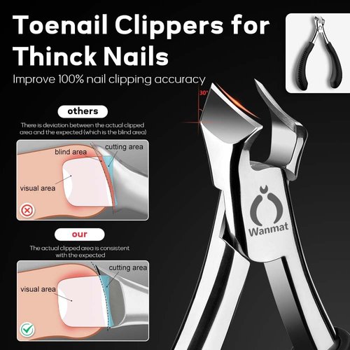 5 in 1 Professional Toenail Clippers for Thinck & Ingrown Nails, Upgraded Podiatrist Toe Nail Clippers for Men, Sharp Blade Nail Cutter Set, Wanmat