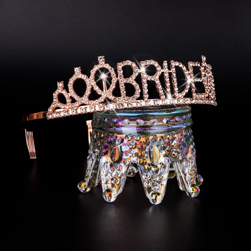 BAHABY Bachelorette Party Decorations, Wedding Tiaras for Bride, Rose Gold Tiara, Bridal Shower Decorations, Bachelorette Party Favors, Bachelorette Gifts for Bride