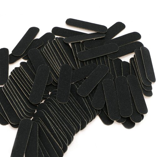 100 Pcs Mini Nail Files Bulk, Mwoot Disposable Double Sided Emery Board 180/240 Grit, Fingernail Nail File Buffer Set Manicure Tool for Natural Acrylic Fake Nails Home and Salon Use (Black)