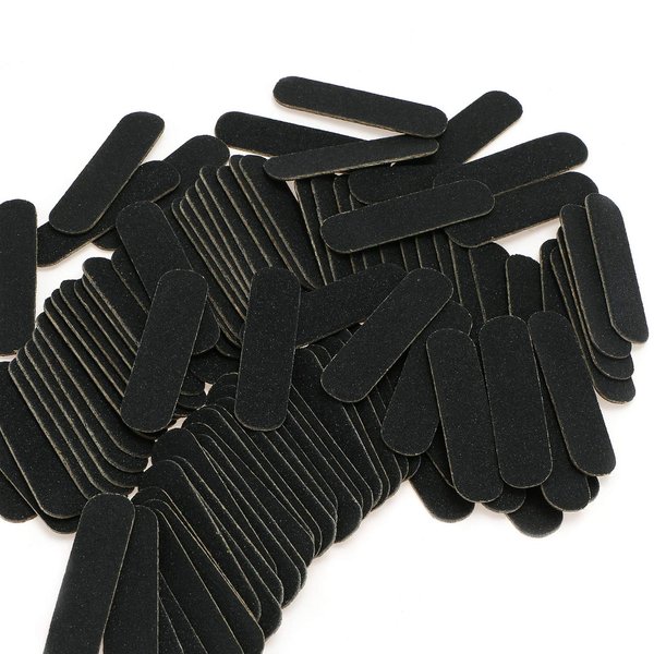 100 Pcs Mini Nail Files Bulk, Mwoot Disposable Double Sided Emery Board 180/240 Grit, Fingernail Nail File Buffer Set Manicure Tool for Natural Acrylic Fake Nails Home and Salon Use (Black)