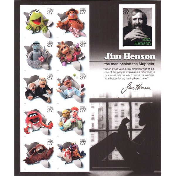 Jim Henson and the Muppets, Full Sheet of 11 x 37-Cent Postage Stamps, USA 2005, Scott 3944