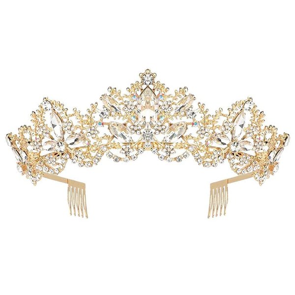 Didder Bridal Tiara Gold Tiaras for Women, Crystal Tiaras and Crowns for Women Princess Tiaras for Girls Birthday Crown for Prom Wedding Party Halloween Costume Hair Accessories Christmas Gift