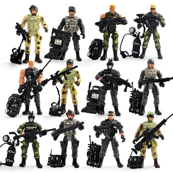Baimiby 12 Pcs Army Men Action Figures,Military Soldier Toy Military Playset for Boys,US Army Men Action Figure with Weapon,Army Toy Set for Boys Age 4-7