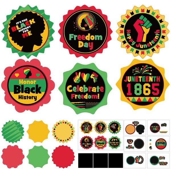 Seenelling 24 Sets Black History Month Magnet Crafts for Kids Make Your Own 1865 Freedom Day Magnet Craft Kit DIY Juneteenth Decor for Home Classroom African American Party Game Activities