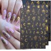 8Sheets Gold Star Nail Sticker Decals- Metallic Nail Supplies 3D Self-Adhesive Sun Stars Moon Starlight Planets Snake Nail Design Nail Art Stickers for Women Acrylic Nails Decoration Accessories Craft