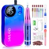 SAVILAND Portable Electric Nail Drill - PRO 35000RPM Electric Nail File Nail Drills for Acrylic Nails Professional with Drill Bits Manicure Pedicure Supplies Use Nail Art for Home DIY Salon Use