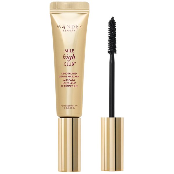 Wander Beauty Mile High Club Length + Define Black Mascara - Smudge-Proof, Lash Lengthening Mascara for a Full, Fanned Out Effect - Castor Oil + Peach Leaf Conditions & Strengthens - 0.31 fl oz