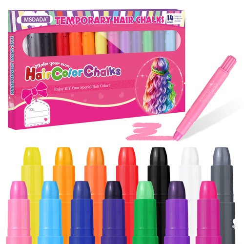 Hair Chalk for Girls Kids-14 Colors Temporary Hair Color Dye Washable Makeup Kit DIY Cosplay Children's Day Birthday Gifts for Girls Aged 3 4 5 6 7 8 9 10-12