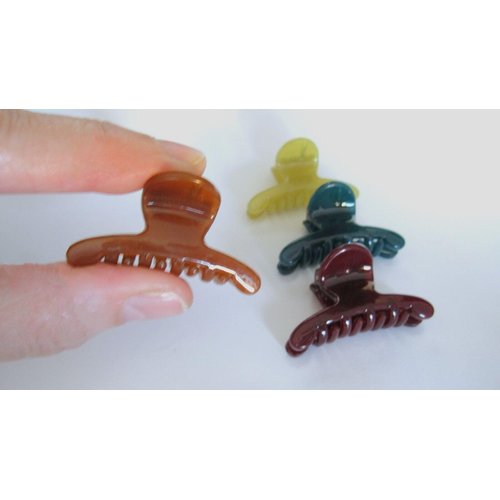 Generic Extra small mini acrylic hair claw clip for fine, thin hair (Primary color: Burgundy), 1 Count (Pack of 1)