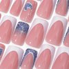 Tejecu Press on Nails Medium Square Coffin Fake Nails with Glue on Nails Pink with Blue Heart False Nails for Valentine's Day Stick On Nails For Women in 12 Sizes And 24pcs Acrylic Nail set