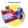 Boley Toy Cash Register with Scanner - Red and Blue Toddler Cash Register Toy for Kids with Calculator and Toy Credit Card Reader