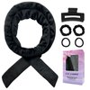 ZILAMPU No Heat Curling Headband, Hair Curlers to Sleep In Overnight Curls Headband, 70" Soft Hair Curler No Heat Wrap for Women Girls Long Wave Curl Hair Rollers, 6 PCS Curling Rod Gifts Set -Black