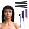 adorisla Adjustable Elastic Bands and Brush Set Lace Melting Band Melt Straps Lace Frontal Wig Wrap Strips for Wigs and Hair Brush Set Edge Brush and Comb for Edge Control Wig Purple