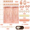 ZERODECO Rose Gold Birthday Party Decorations 60th, Happy Birthday Banner Fringe Curtain 60 Garland Heart Star Foil Confetti Balloons for Women Girls Queen Princess Birthday Party