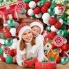 ZFUNBO Christmas Balloons Garland Arch Kit, 85 Pcs Red Green White Balloons with Candy Elk Santa Claus Gift Box Mylar Balloons for Candy Theme Baby Shower Birthday Christmas party Decoration