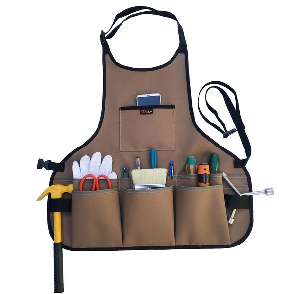 zojo Waterproof Garden Tool Apron with Tool Pockets fit for Gardening Workers mechanics, machinists, artists, chefs, tattoo, barbers, bartenders, gardener and more (Coffee)