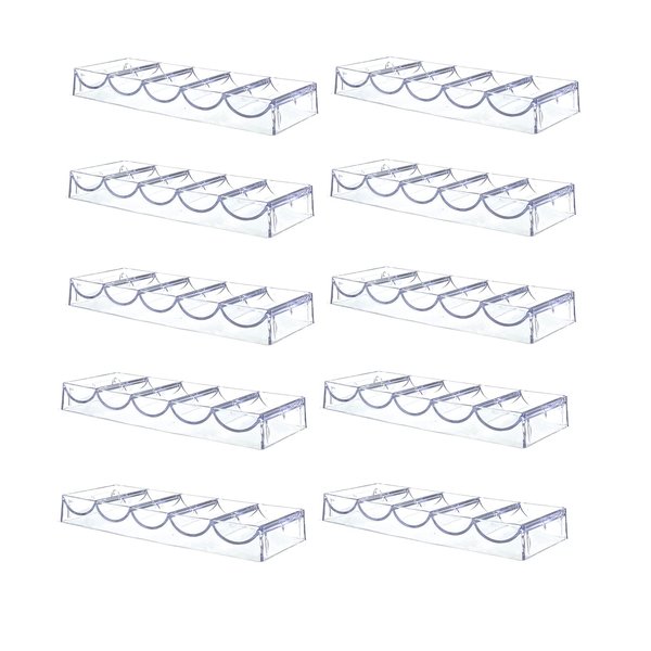 SEETOOOGAMES Poker Chip Tray Rack - Clear Acrylic Casino Chip Holder - Chips Storage Display Case for Texas Hold'em, Blackjack, Gambling, Poker Clubs, Parties or Home Casino Nights - 10 Pack