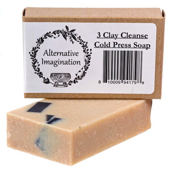 Cleansing Clay Bar Soap - All Natural Bar Soap with Natural Ingredients, Essential Oils, Rhassoul Clay, Moroccan Clay, Dead Sea Clay. Light Scent (1 Bar)